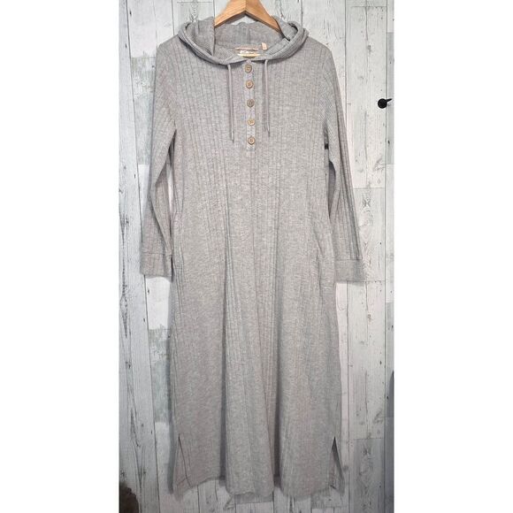 Soft Surroundings Loungy Lover Cozy Ribbed Hooded Jersey Midi Dress Sz. S - Picture 3 of 10